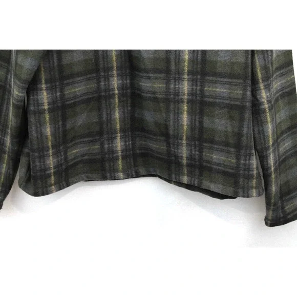 John Wayne Shirt Fleece Jacket size 2XL Green Plaid Mock 1/4 Snap Up Long Sleeve - Picture 4 of 8
